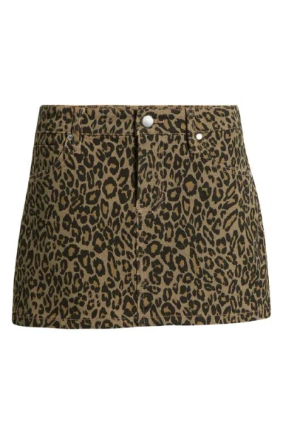 Ptcl Chloe Leopard Print Twill Miniskirt In Brown