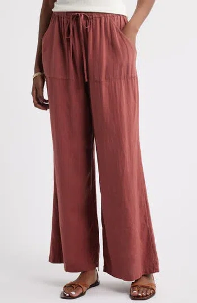 Treasure & Bond Linen Blend Pull-on Pants In Pink