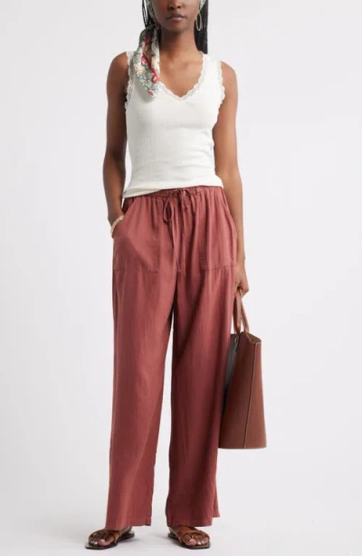 Treasure & Bond Linen Blend Pull-on Pants In Pink