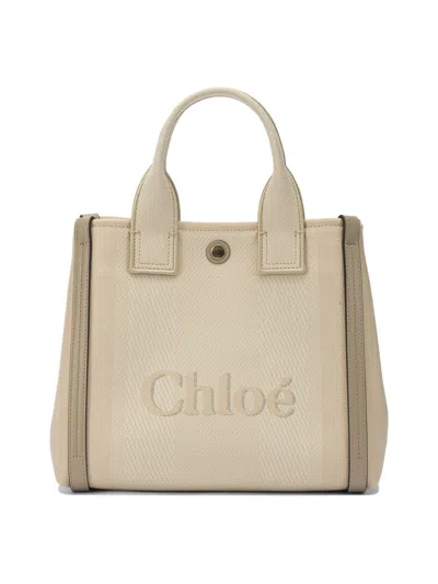 Chloé Carry Crossbody Bags Beige In White