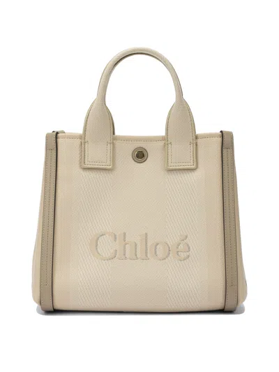Chloé Carry Crossbody Bags Beige In White
