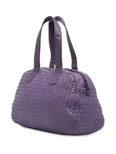 Pre-owned Bottega Veneta 2012-2025 Nappa Intrecciato Shoulder Bag In Purple