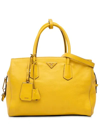 Pre-owned Prada 2000-2025 Vitello Grain Satchel In Yellow