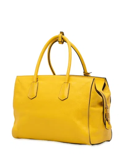 Pre-owned Prada 2000-2025 Vitello Grain Satchel In Yellow