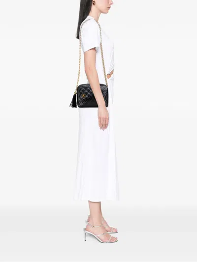 Pre-owned Chanel 1991-1994 Cc Quilted Lambskin Tassel Camera Bag Crossbody Bag In Black