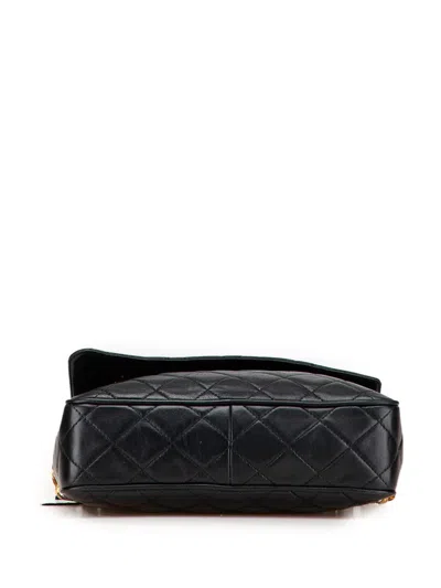Pre-owned Chanel 1991-1994 Cc Quilted Lambskin Tassel Camera Bag Crossbody Bag In Black