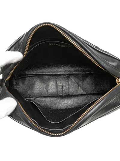 Pre-owned Chanel 1991-1994 Cc Quilted Lambskin Tassel Camera Bag Crossbody Bag In Black