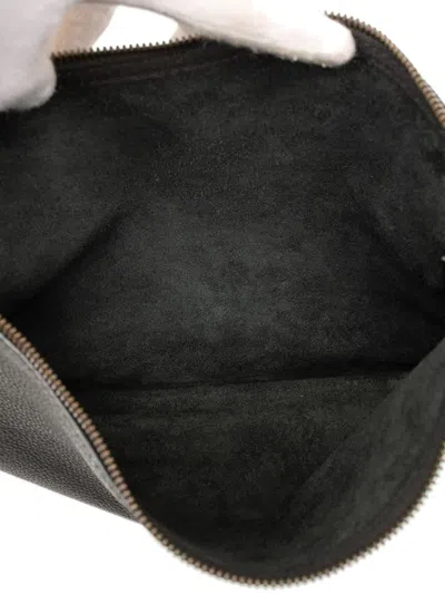 Pre-owned Gucci 2016-2025 Medium Leather Logo Portfolio Clutch Bag In Black