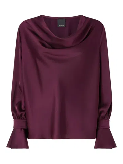 Pinko Filipa Draped-neck Blouse In Purple
