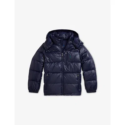 Polo Ralph Lauren Fined Navy The Gorham Glossed Nylon-down Jacket 6-14 Years In Blue