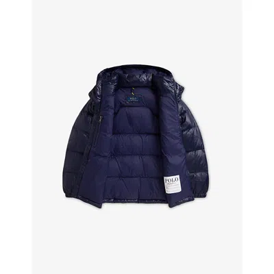 Polo Ralph Lauren Fined Navy The Gorham Glossed Nylon-down Jacket 6-14 Years In Blue