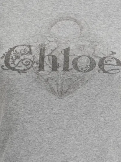 Chloé Baby Fit T-shirt With Logo In Cotton Jersey In Gray