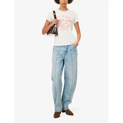 Mother Womens Lil Firecracker The Boxy Goodie Goodie Short-sleeves Cotton-jersey T-shirt Xs In White