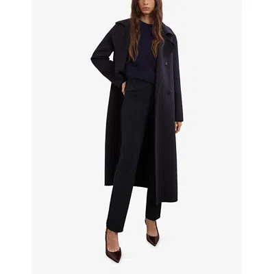 Reiss Womens Navy Norla Tapered-leg Stretch-woven Trousers In Blue