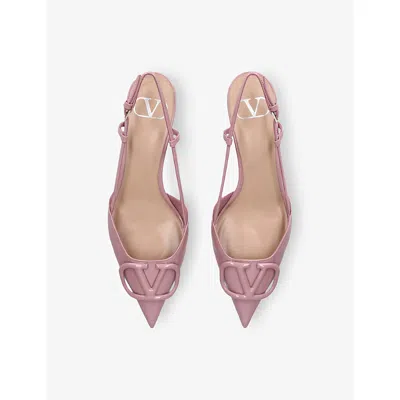 Valentino Garavani Valentino Vlogo 40 Patent Slingback Leather Pump In Pink