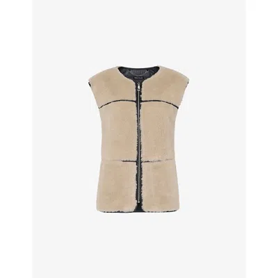 Whistles Womens Cream Rowena Panelled Faux-fur Waistcoat In Multi