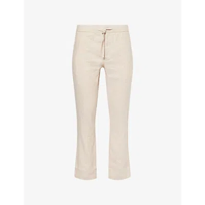 Frescobol Carioca Mens Sand Oscar Straight-leg Cotton-linen Chino Trousers In Neutral