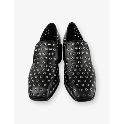 Jimmy Choo 45mm Elliot Grommet Leather Loafers In Black