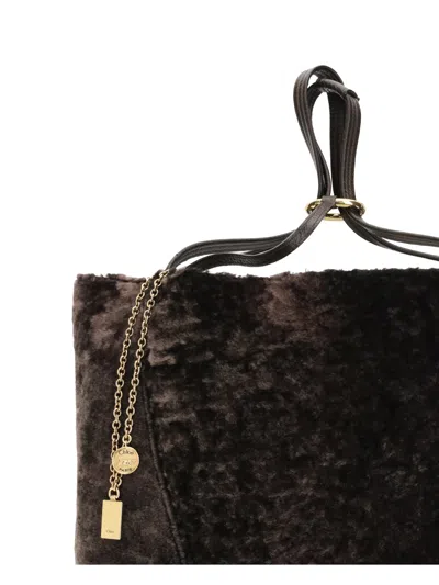 Chloé Chloe Women Dark Brown Shearling Large Chloã¨ Spin Shopping Bag In Brown