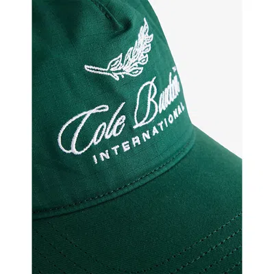 Cole Buxton Mens Forest Green International Logo-embroidered Cotton Baseball Cap In Green