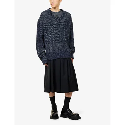 Vivienne Westwood Mens Black High-rise Wide-leg Wool Culottes In Black