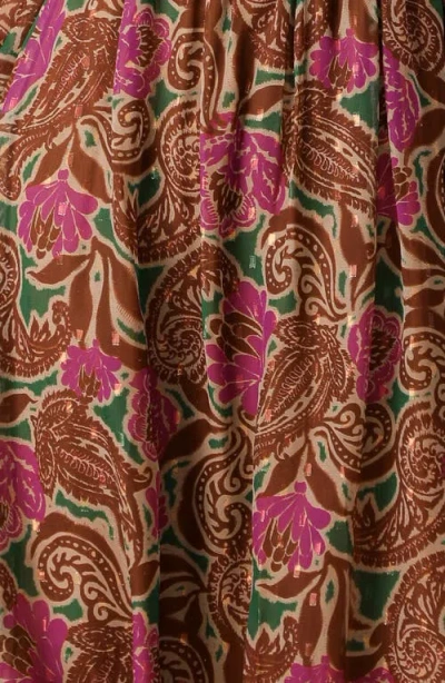 Flying Tomato Print Long Sleeve Midi Dress In Brown