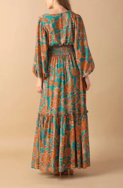 Flying Tomato Print Long Sleeve Maxi Dress In Multi