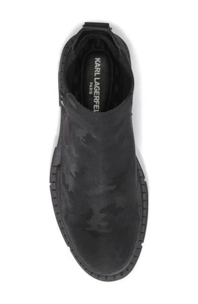 Karl Lagerfeld Paris Camo Jacquard Chelsea Boot In Black