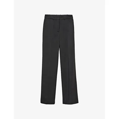 Joseph Womens Black Morissey Tailored Flared Stretch-wool Trousers In Black