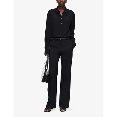 Joseph Womens Black Morissey Tailored Flared Stretch-wool Trousers In Black