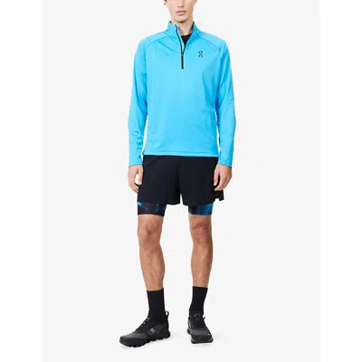 On Mens Black Pace 2 In 1 Stretch-woven Shorts In Black