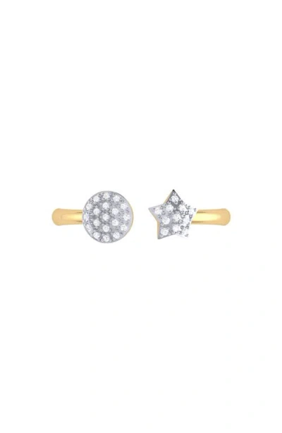 Luvmyjewelry Dreamer Full Moon & Star Diamond Ring In Gold