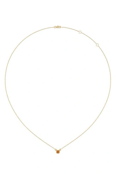 Luvmyjewelry Cushion Cut Citrine & Diamond Pendant Necklace In Gold