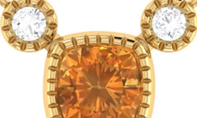 Luvmyjewelry Cushion Cut Citrine & Diamond Pendant Necklace In Gold