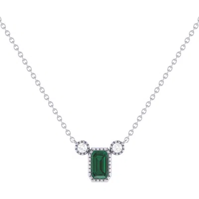 Luvmyjewelry Emerald Cut Emerald & Diamond Birthstone Necklace In 14k Gold In Metallic