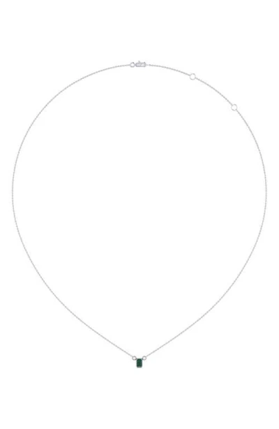 Luvmyjewelry Emerald Cut Emerald & Diamond Birthstone Necklace In 14k Gold In Metallic