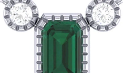 Luvmyjewelry Emerald Cut Emerald & Diamond Birthstone Necklace In 14k Gold In Metallic
