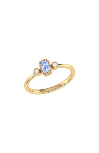 Luvmyjewelry Emerald Cut Tanzanite & Diamond Birthstone Ring In 14k Gold In Gold