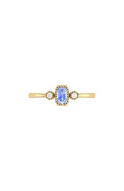 Luvmyjewelry Emerald Cut Tanzanite & Diamond Birthstone Ring In 14k Gold In Gold