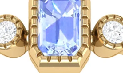 Luvmyjewelry Emerald Cut Tanzanite & Diamond Birthstone Ring In 14k Gold In Gold