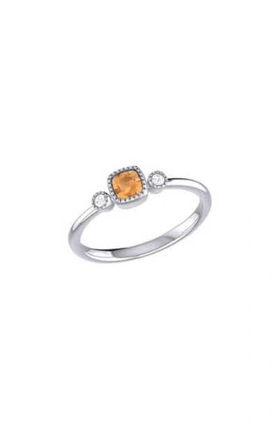 Luvmyjewelry Cushion Cut Citrine & Diamond Birthstone Ring In 14k Gold In Metallic