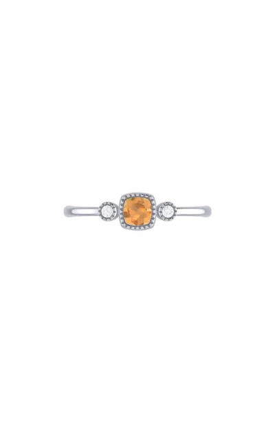Luvmyjewelry Cushion Cut Citrine & Diamond Birthstone Ring In 14k Gold In Metallic