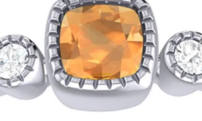 Luvmyjewelry Cushion Cut Citrine & Diamond Birthstone Ring In 14k Gold In Metallic