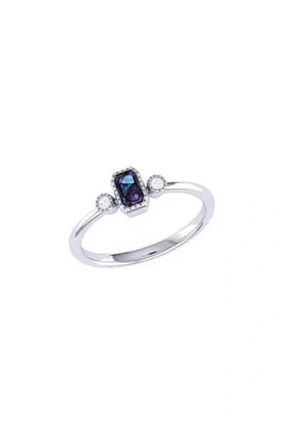 Luvmyjewelry Emerald Cut Sapphire & Diamond Birthstone Ring In 14k Gold In Metallic