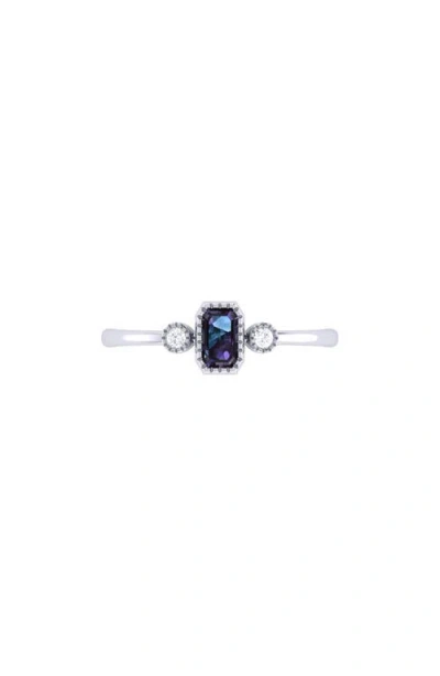 Luvmyjewelry Emerald Cut Sapphire & Diamond Birthstone Ring In 14k Gold In Metallic