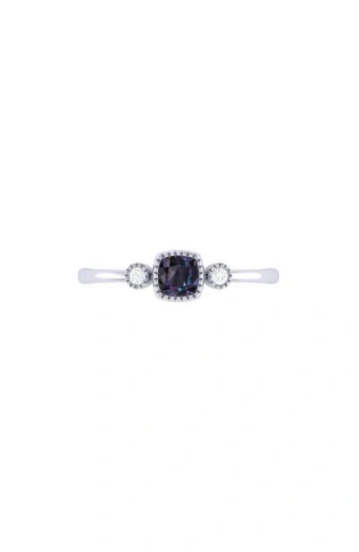 Luvmyjewelry Cushion Cut Alexandrite & Diamond Birthstone Ring In 14k Gold In Metallic