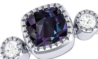 Luvmyjewelry Cushion Cut Alexandrite & Diamond Birthstone Ring In 14k Gold In Metallic