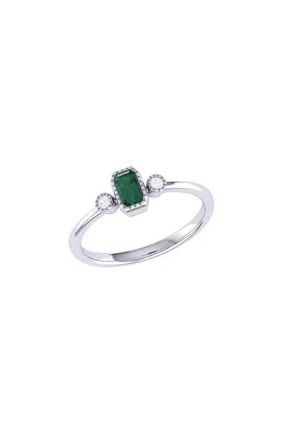 Luvmyjewelry Emerald Cut Emerald & Diamond Birthstone Ring In 14k Gold In Silver