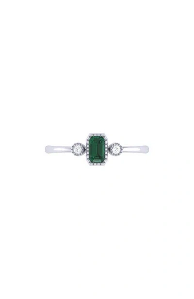Luvmyjewelry Emerald Cut Emerald & Diamond Birthstone Ring In 14k Gold In Silver