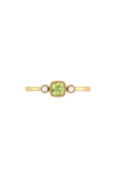 Luvmyjewelry Cushion Cut Peridot & Diamond Birthstone Ring In 14k Gold In Gold